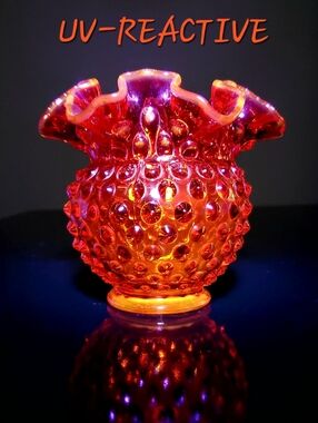 Fenton Amberina 4 1/4" Double Crimp Vase